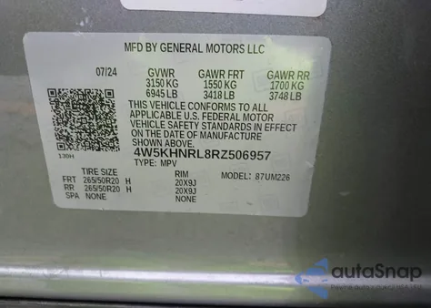 2024 Acura Zdx A-Spec z USA, uszkodzony, nr VIN 4W5KHNRL8RZ506957